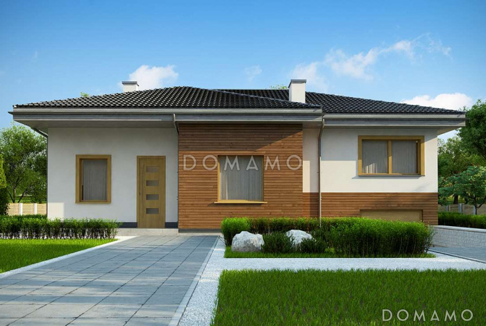 Проект комфортного одноэтажного дома из газобетона с подземным гаражом и бильярдной на цокольном этаже