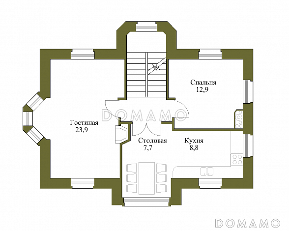 Проект коттеджа с парадным входом. / План 2 этажа