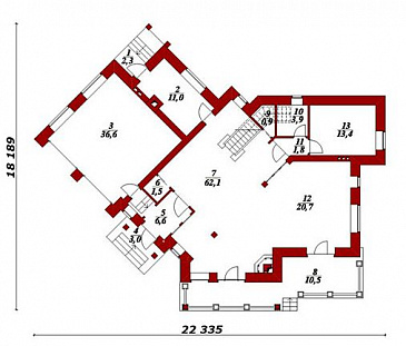 Проект двухэтажного дома с гаражом / План 1 этажа