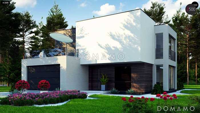 Проект красивого двухэтажного коттеджа из газобетона с террасами на втором уровне