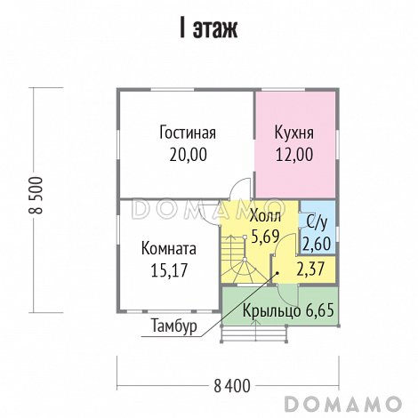Проект каркасного дома с идеальной планировкой / План 1 этажа