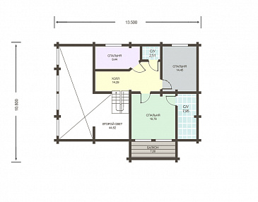 Проект дома из клееного бруса с обширным остеклением и вторым светом / План мансардного этажа