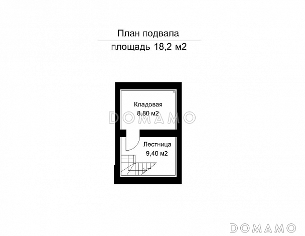 Проект двухэтажного дома из клееного бруса с подвальным этажом и холодным чердаком / План цокольного этажа