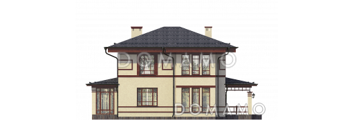 Проект двухэтажного дома на два хозяина с верандой и отдельным входом для каждой семьи / Фасад 4