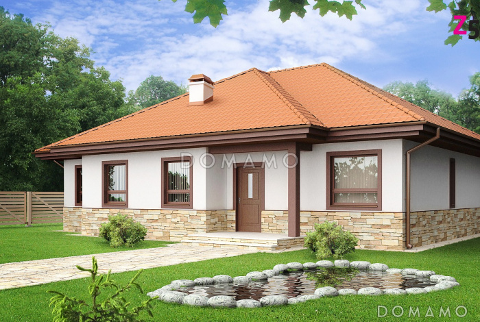 Проект одноэтажного дома из газобетона с тремя спальнями и комнатой на мансардном этаже