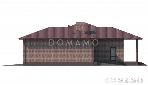 Проект дома с гаражом на две машины, террасой, большой кухней-столовой / Фасад 4