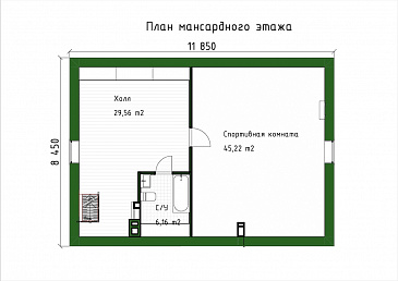 Проект мансардного дома с большим спортзалом / План мансардного этажа