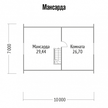 Проект дома из клееного бруса с небольшими габаритами / План мансардного этажа