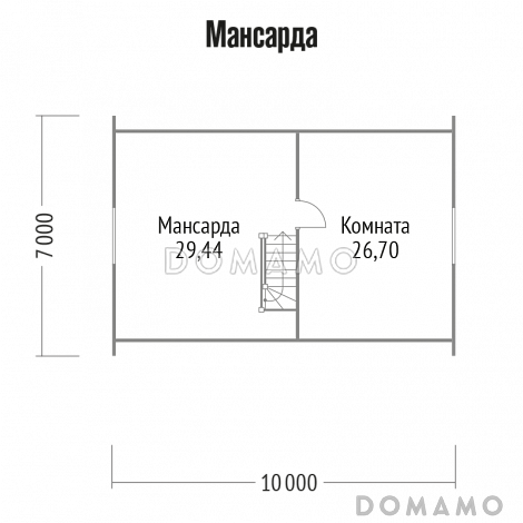 Проект дома из клееного бруса с небольшими габаритами / План мансардного этажа