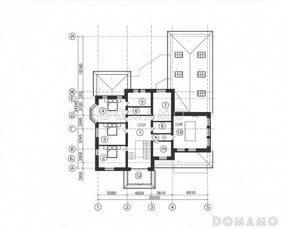 Проект загородного дома с широким крыльцом / План 2 этажа