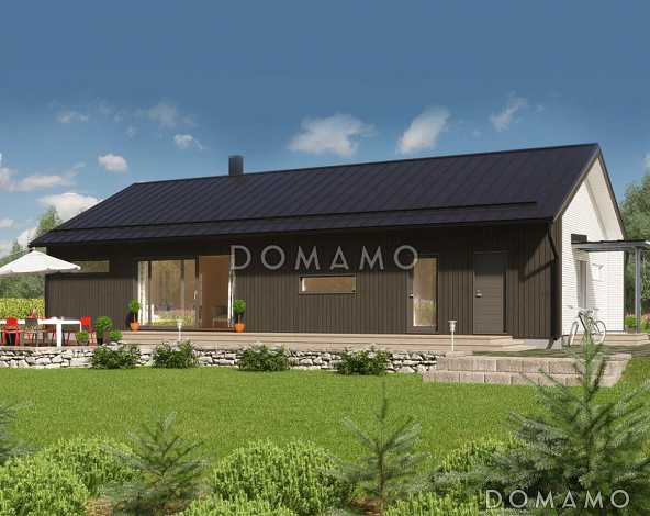 Проект одноэтажного каркасного дома с небольшой кухонной зоной