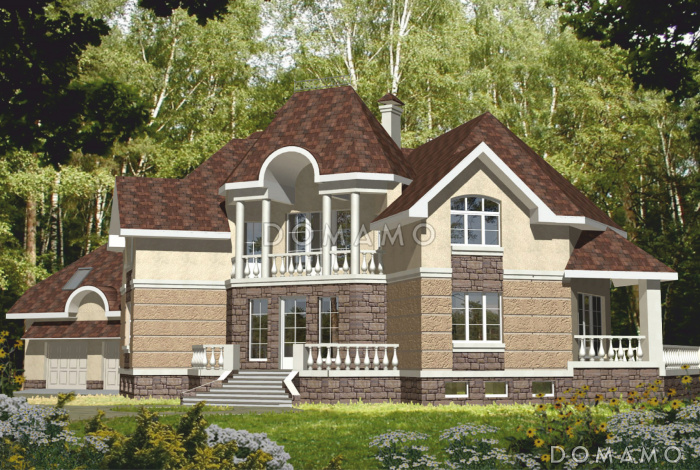 Проект большого дома с оригинальной формой