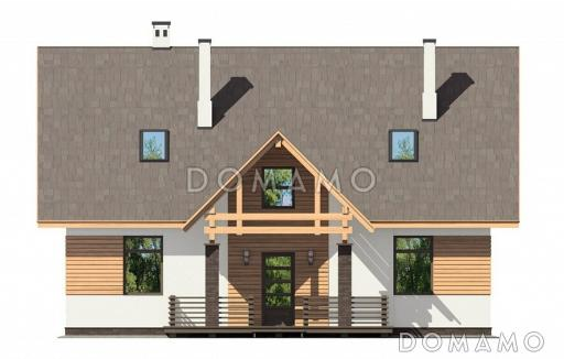 Проект лаконичного мансардного дома со строгой отделкой / Фасад 1