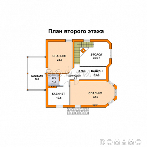 Проект дома из газобетона с башней / План мансардного этажа