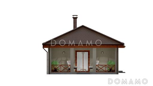 Проект одноэтажного дома из газобетона с большой террасой и двумя спальнями / Фасад 2