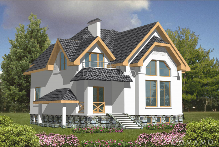 Проект дома из кирпича со сложной формой кровли