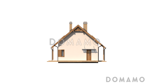 Проект компактного мансардного дома из газобетона с угловой террасой и окнами с французским балконом / Фасад 2