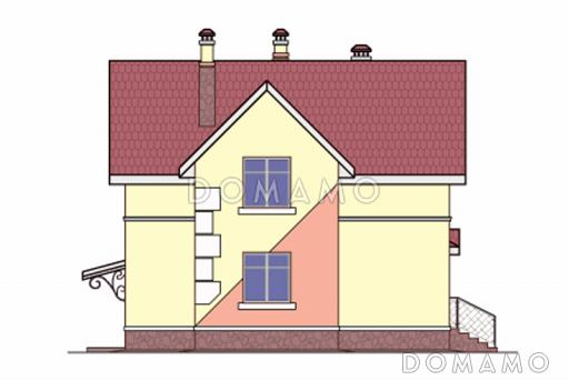 Проект кирпичного дома с необычной, яркой архитектурой / Фасад 4