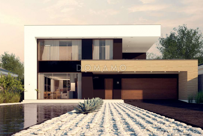 Проект современного двухэтажного дома из газобетона с тремя спальнями, спортзалом, сауной и гаражом для двух автомобилей