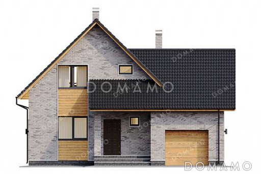 Проект дома с 3 спальнями и кабинетом на мансарде, гаражом и террасой / Фасад 1