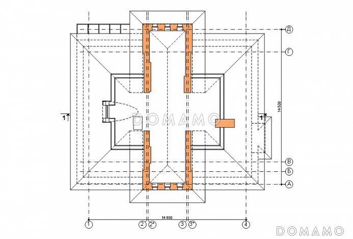Проект двухэтажного коттеджа с террасой / План мансардного этажа