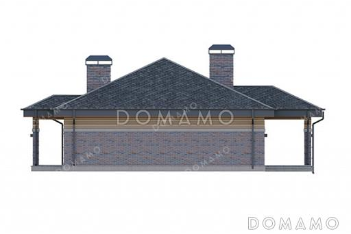 Проект одноэтажного дома с мастер-спальней, просторной кухней-гостиной, сауной и постирочной / Фасад 4