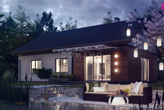 Проект классического одноэтажного дома из газобетона с тремя спальнями и светлой гостиной