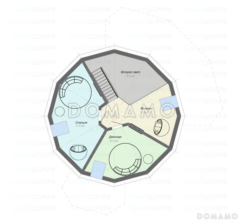 Проект дома в стиле хай-тек / План мансардного этажа