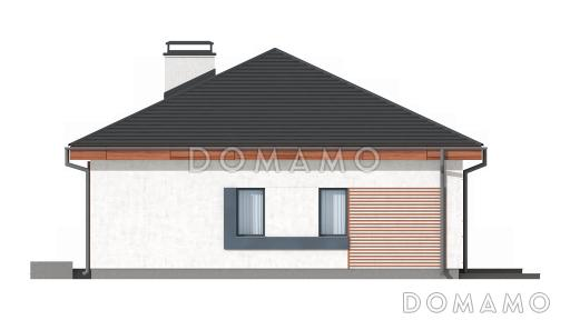 Проект одноэтажного дома из газобетона с тремя спальнями и небольшой крытой угловой террасой, увеличенная версия 273 / Фасад 3