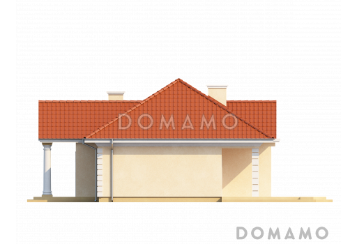 Проект одноэтажного дома из кирпича со свободной планировкой на мансардном этаже / Фасад 4