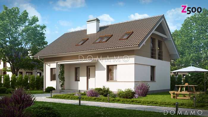 Проект одноэтажного мансардного дома из газобетона с дополнительной спальней и кабинетом на первом этаже