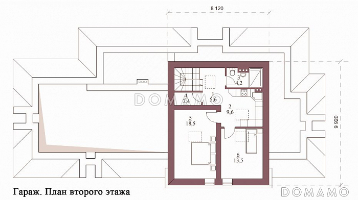 Проект гаража на 3 машины с мастерской и мансардой / План мансардного этажа