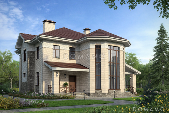 Проект двухэтажного кирпичного дома с вторым светом