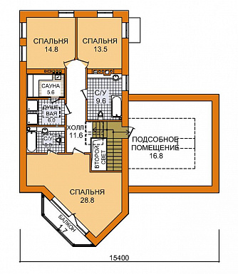 Проект дома из пеноблоков с площадкой для автомобиля / План мансардного этажа