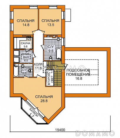 Проект дома из пеноблоков с площадкой для автомобиля / План мансардного этажа
