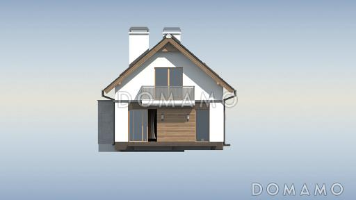 Проект одноэтажного мансардного дома из кирпича с гаражом на два автомобиля и террасой над гаражом / Фасад 3