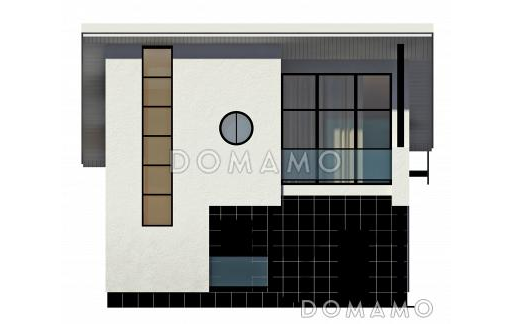 Проект дома с открытой террасой, камином в гостиной, санузлом с окном, вторым светом / Фасад 1