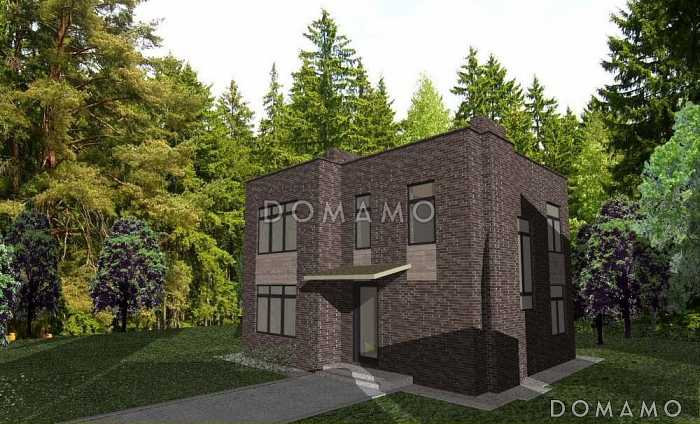 Проект коттеджа с плоской кровлей из клееного бруса