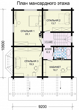 Проект рационально распланированного, уютного дома с тремя просторными спальнями и личным кабинетом / План мансардного этажа