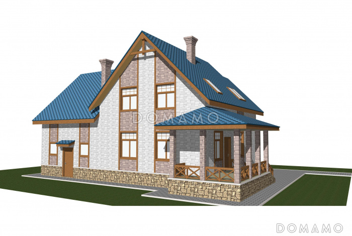 Проект двухэтажного коттеджа с большим гаражом