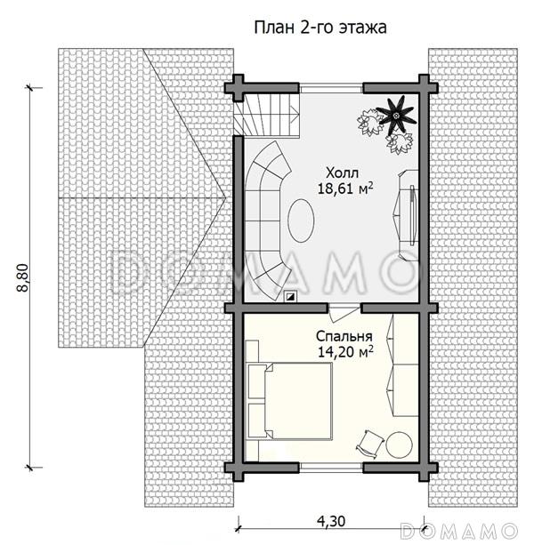 Проект небольшого дома, который очень хорошо подойдет для проживания небольшой семьи / План мансардного этажа