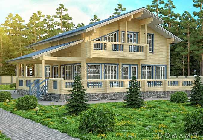 Проект дома с большой открытой террасой