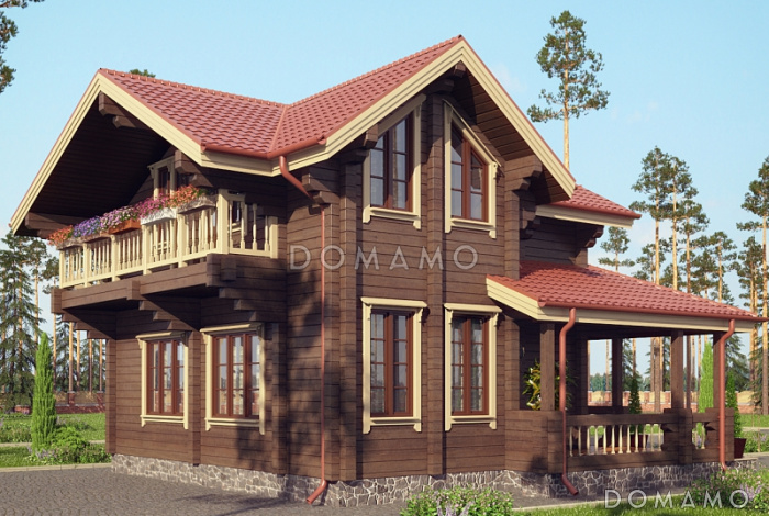 Проект дома из клееного бруса с многощипцовой крышей