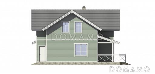 Проект дома в норвежском стиле с большой террасой и просторным холлом второго этажа / Фасад 2