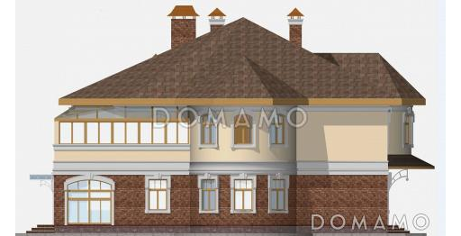 Проект двухэтажного загородного дома с мансардой / Фасад 4