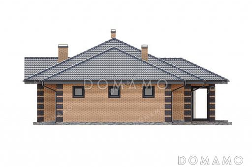 Проект одноэтажного дома с гаражом и крытой верандой в классическом стиле / Фасад 1