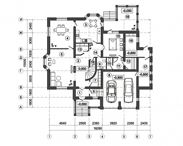 Проект дома с балконом и лоджией / План 1 этажа