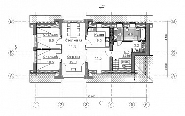 Проект гаража на 3 машины с жилой мансардой / План мансардного этажа