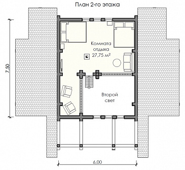 Проект маленького двухэтажного дома / План мансардного этажа