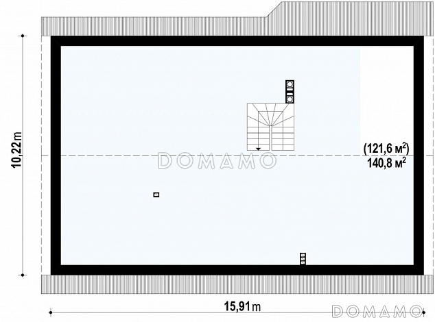 Проект классического одноэтажного дома из газобетона с тремя спальнями и возможностью обустройства мансарды / План мансардного этажа